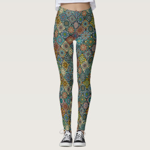Farbenfrohes abstraktes Fliesenmuster-Design Leggings