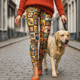 Farbenfrohes abstraktes geometrisches Fliesenmuste Leggings