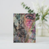 farbenfrohes abstraktes Gesicht Mixed Media Postkarte (Stehend Vorderseite)