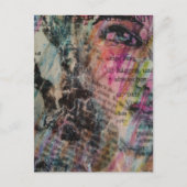 farbenfrohes abstraktes Gesicht Mixed Media Postkarte (Vorderseite)