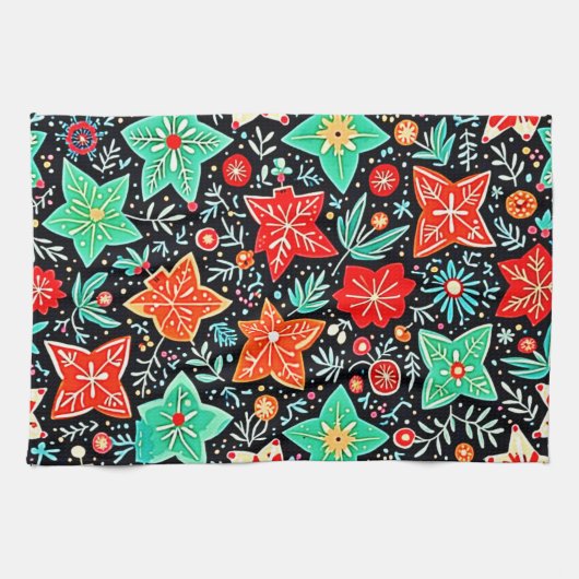 Farbenfrohes abstraktes Holiday-Design Geschirrtuch (Horizontal)