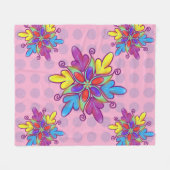 Farbenfrohes abstraktes Kaleidoskop-Blumenmuster Fleecedecke (Vorderseite (Horizontal))