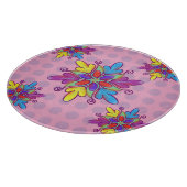 Farbenfrohes abstraktes Kaleidoskop-Blumenmuster Schneidebrett (Ecke)