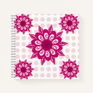 Farbenfrohes abstraktes Kaleidoskop-Blumenmuster T Notizblock