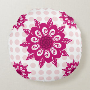 Farbenfrohes abstraktes Kaleidoskop-Blumenmuster T Rundes Kissen