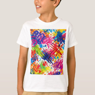 farbenfrohes abstraktes Kritzelkunst-T-Shirt T-Shirt