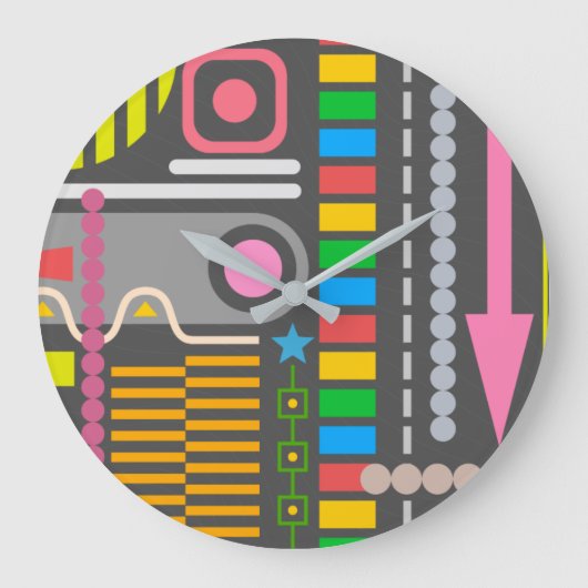 Farbenfrohes abstraktes Kunstmuster Große Wanduhr (Vorderseite)