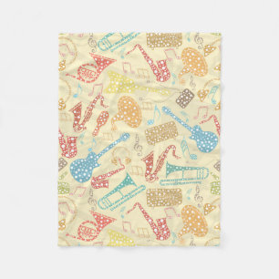 Farbenfrohes abstraktes Musik-Instrumente-Muster Fleecedecke
