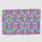 Farbenfrohes abstraktes Muster mit Blumen Golfhandtuch (Horizontal)