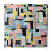 Farbenfrohes abstraktes Patchwork-Muster (2) Fliese (Vorderseite)