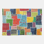 Farbenfrohes abstraktes Patchworkmuster Geschirrtuch (Horizontal)