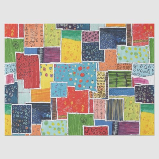 Farbenfrohes abstraktes Patchworkmuster Seidenpapier (Vorderseite)