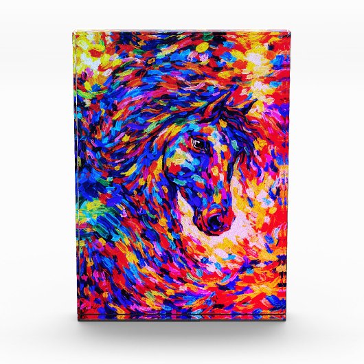 Farbenfrohes abstraktes Pferdeportrait Impasto Fotoblock (Vorderseite)