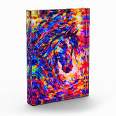 Farbenfrohes abstraktes Pferdeportrait Impasto Fotoblock (Links)