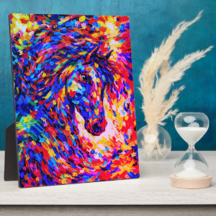 Farbenfrohes abstraktes Pferdeportrait Impasto Fotoplatte
