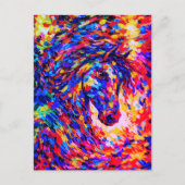 Farbenfrohes abstraktes Pferdeportrait Impasto Postkarte (Vorderseite)