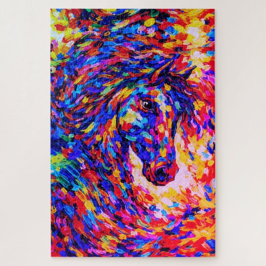Farbenfrohes abstraktes Pferdeportrait Impasto Puzzle (Vertikal)