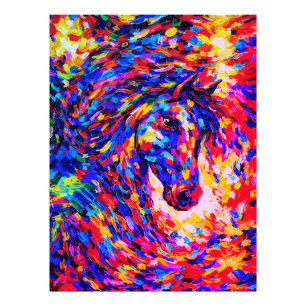 Farbenfrohes abstraktes Pferdeporträt Impasto Fotodruck