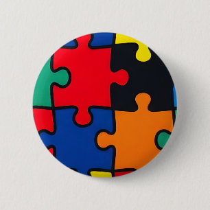 Farbenfrohes abstraktes Puzzle-Teil-Muster nahtlos Button