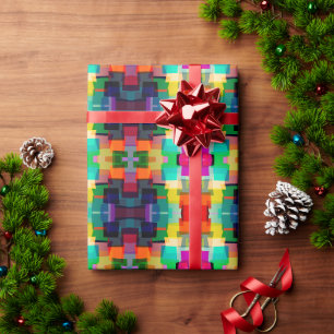Farbenfrohes abstraktes Quadratmuster Geschenkpapier