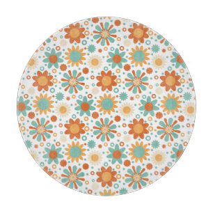 Farbenfrohes abstraktes Vintage-Design mit Blumen Schneidebrett