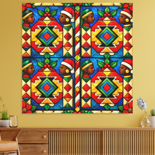 Farbenfrohes afrikanisch inspiriertes geometrische leinwanddruck