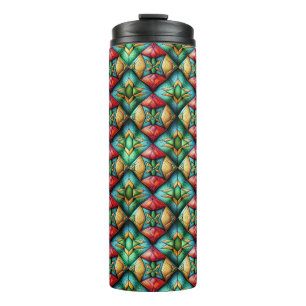 Farbenfrohes afrikanisch inspiriertes geometrische thermosbecher