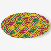 Farbenfrohes afrikanisches Kente-Muster Pappteller (Schrägansicht)