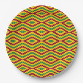 Farbenfrohes afrikanisches Kente-Muster Pappteller (Vorderseite)