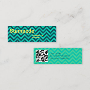 Farbenfrohes Aqua Grün Gelb Chevron Muster Mini Visitenkarte