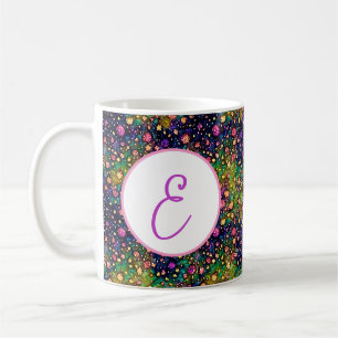 Farbenfrohes Aquarell-Blumenmuster-Monogramm Kaffeetasse