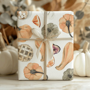Farbenfrohes Aquarell-Kürbismuster Herbstliche S Geschenkpapier