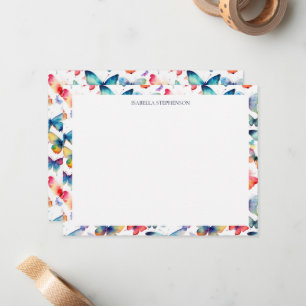 Farbenfrohes Aquarell-Schmetterlingsmuster  Mitteilungskarte