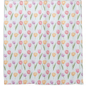 Farbenfrohes Aquarell-Tulpen-Blumenmuster Duschvorhang (Vorderseite)