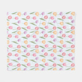 Farbenfrohes Aquarell-Tulpen-Blumenmuster Fleecedecke (Vorderseite (Horizontal))