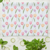Farbenfrohes Aquarell-Tulpen-Blumenmuster Geschirrtuch (Gefaltet)