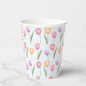 Farbenfrohes Aquarell-Tulpen-Blumenmuster Pappbecher (Rechts)