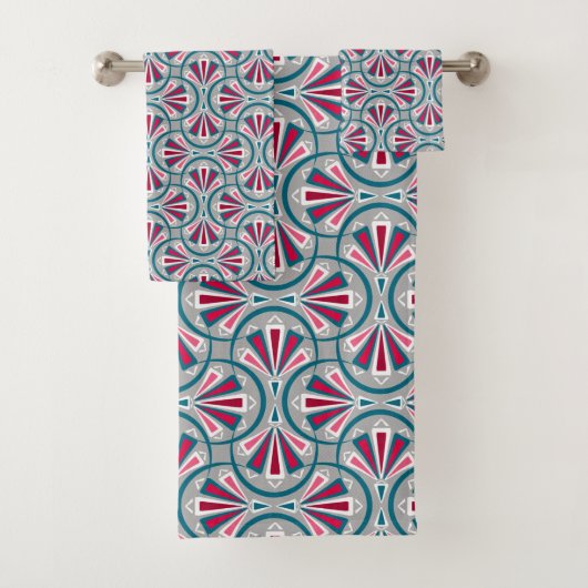 Farbenfrohes Art Deco-Muster. Badhandtuch Set (Insitu)
