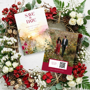 Farbenfrohes außergewöhnliches Hochzeitsfoto auf e Save The Date