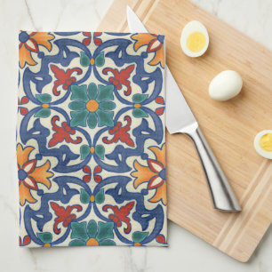 Farbenfrohes Azulejos-Muster Geschirrtuch