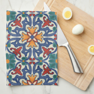 Farbenfrohes Azulejos-Muster-Küchenhandtuch Geschirrtuch