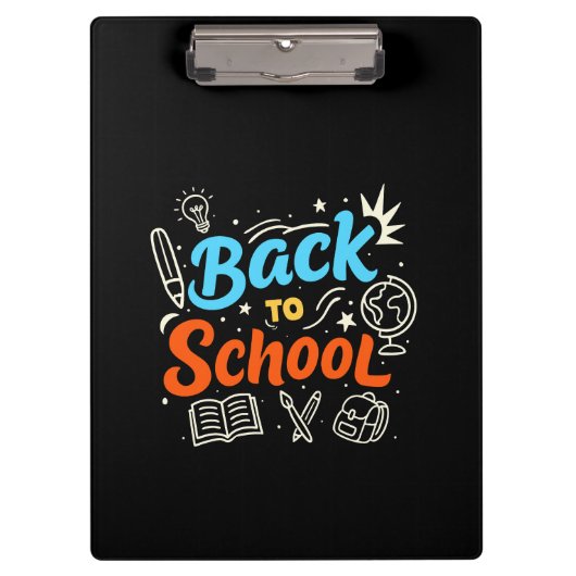 Farbenfrohes Back-to-School-Typografie-Design Klemmbrett (Vorderseite)