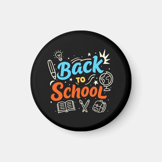 Farbenfrohes Back-to-School-Typografie-Design Magnet (Vorne)