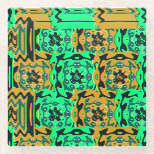 Farbenfrohes Bauhaus-Geometrisches Muster Glasuntersetzer (Vorderseite)