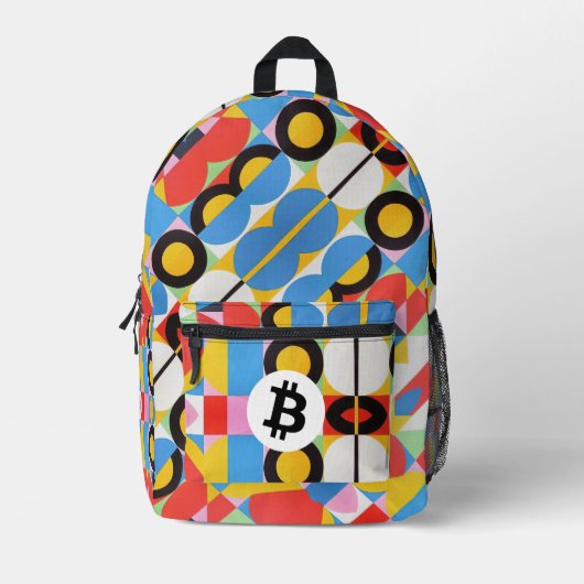 Farbenfrohes Bitcoin-Muster Bedruckter Rucksack (Vorderseite)