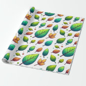 Farbenfrohes Blätter-Wrap-Papier Geschenkpapier (Ungerollt)