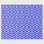 Farbenfrohes blau-weißes Kente-Muster Geschenkpapier (Flach)