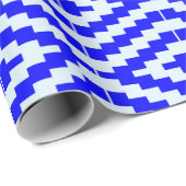 Farbenfrohes blau-weißes Kente-Muster Geschenkpapier (Rolleneckpunkt)