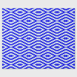 Farbenfrohes blau-weißes Kente-Muster Geschenkpapier