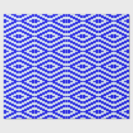 Farbenfrohes blau-weißes Kente-Muster Geschenkpapier (Saum)
